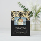 Damask bruiloft Dank u foto briefkaarten, Briefkaart (Staand voorkant)