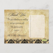 Damask bruiloft Dank u foto briefkaarten, Briefkaart (Achterkant)
