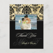  Damask bruiloft Dank u foto briefkaarten, Briefkaart (Voorkant)