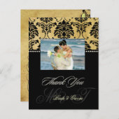  Damask bruiloft Dank u foto briefkaarten, Briefkaart (Voorkant / Achterkant)