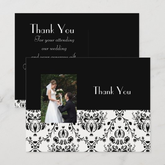 DAMASK BRUILOFT FOTO DANK U BRIEFKAART (Voorkant / Achterkant)