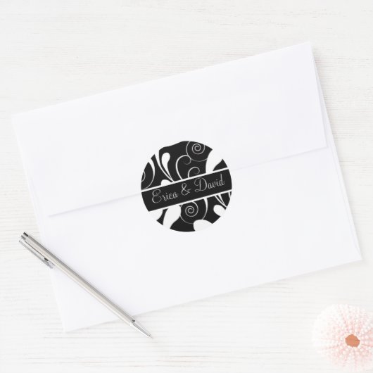 damask Bruiloft Monogram stickers (Envelop)