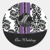 damask Bruiloft Monogram stickers (Voorkant)