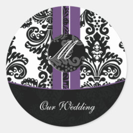 damask Bruiloft Monogram stickers