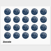  Damask Bruiloft Sticker Navy Blauw & Wit (Vel)