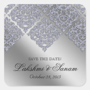 Damask Bruiloft Stickers Silver Sparkle Xmas