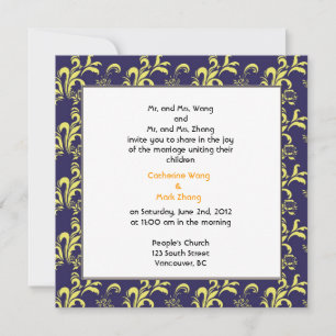 damask bruiloft uitnodiging van ouders