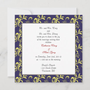 damask bruiloft uitnodiging van ouders
