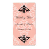 Damask Bruiloft Wijn Label (Voorkant)