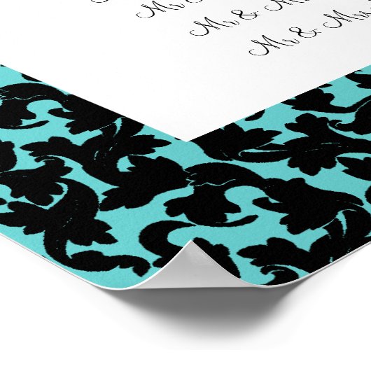 Damask bruiloft-zitkaarten poster (Hoek)