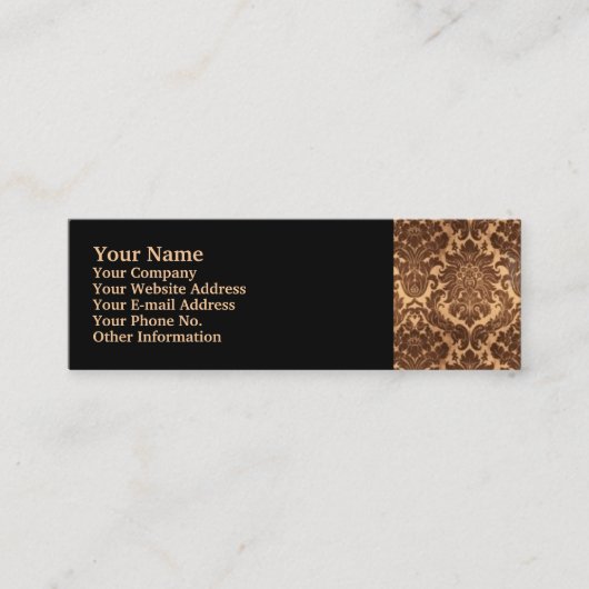 Damask - Bruin & beige Mini Visitekaartje (Voorkant)