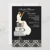 Damask Brunette Bride Bridal Shower Kaart (Voorkant)