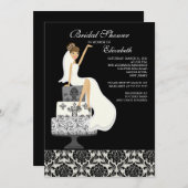 Damask Brunette Bride Bridal Shower Kaart (Voorkant / Achterkant)