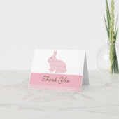 Damask Bunny Rabbit Baby shower Bedankt (Voorkant)