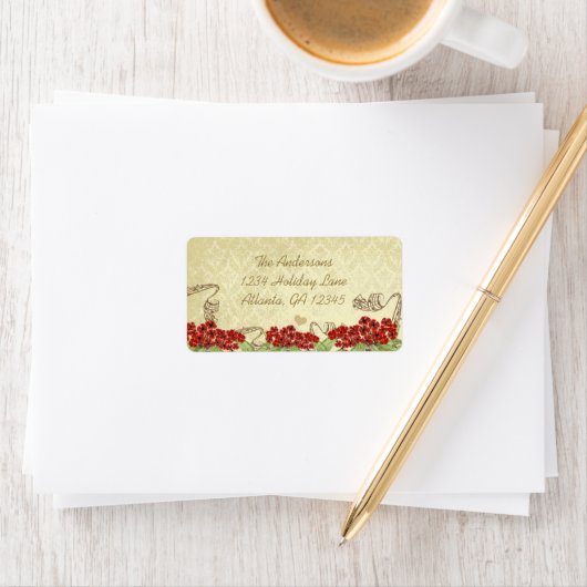 Damask Burgundy Flowering Branch Etiket (Insitu)