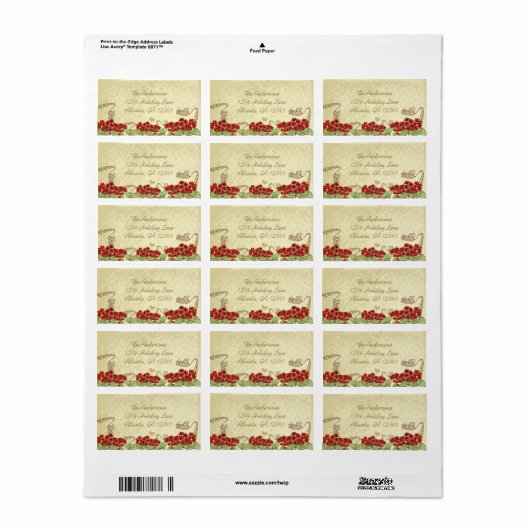 Damask Burgundy Flowering Branch Etiket (Full Sheet)