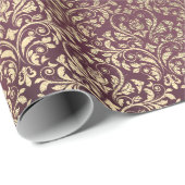 Damask Burgundy Foxier Ivory Gold Royal Cadeaupapier (Rol Hoek)
