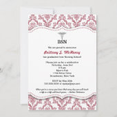 Damask Burgundy Nurse pinning afstuderen BSN RN Kaart (Voorkant)