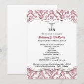 Damask Burgundy Nurse pinning afstuderen BSN RN Kaart (Voorkant / Achterkant)