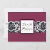 Damask Burgundy Wedding Response Kaart (Achterkant)