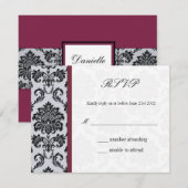Damask Burgundy Wedding Response Kaart (Voorkant / Achterkant)