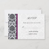 Damask Burgundy Wedding RSVP (Voorkant)