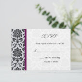 Damask Burgundy Wedding RSVP (Staand voorkant)