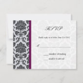 Damask Burgundy Wedding RSVP (Voorkant)