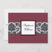 Damask Burgundy Wedding RSVP Kaartje (Achterkant)
