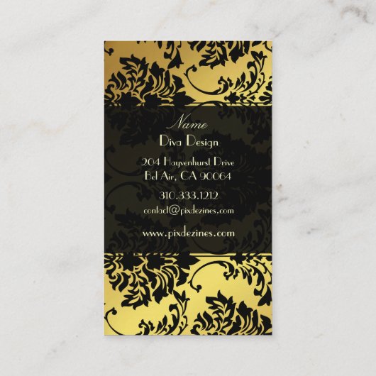 Damask BusinessCard Gold + zwart Visitekaartje (Achterkant)