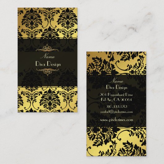 Damask BusinessCard Gold + zwart Visitekaartje (Voorkant / Achterkant)