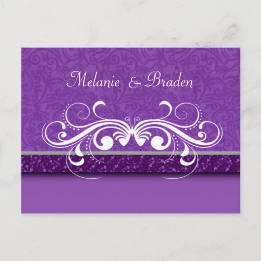 Damask Butterfly Save the Date Uitnodiging (Voorkant)