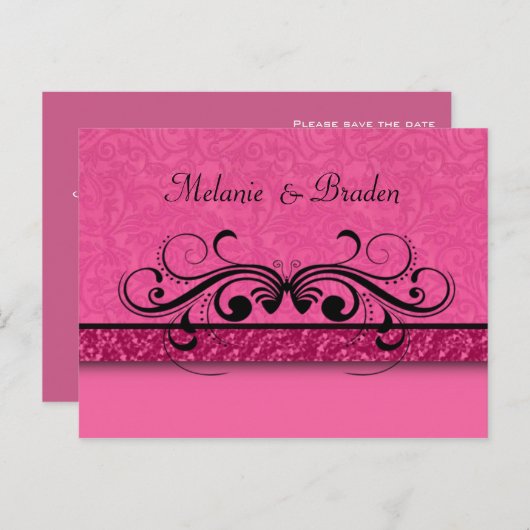 Damask Butterfly Save the Date Uitnodiging (Voorkant / Achterkant)