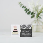 Damask Cake Bakery Visitekaartjes (Staand voorkant)