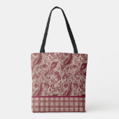 Damask Canvas tas – Classic Barok & Plaid (Achterkant)