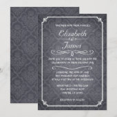 Damask  Chalkboard Wedding Invitations Kaart (Voorkant / Achterkant)