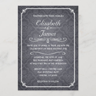Damask  Chalkboard Wedding Invitations Kaart