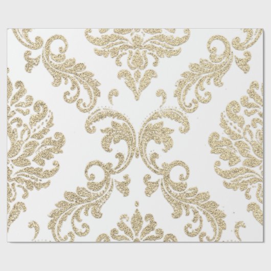 Damask Champagne Gold Royal Glitter like Cadeaupapier (Vlak)