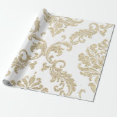 Damask Champagne Gold Royal Glitter like Cadeaupapier (Uitgerold)