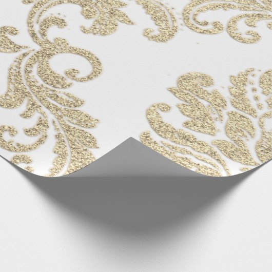 Damask Champagne Gold Royal Glitter like Cadeaupapier (Hoek)