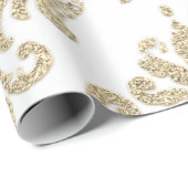 Damask Champagne Gold Royal Glitter like Cadeaupapier (Rol Hoek)