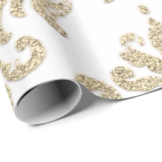 Damask Champagne Gold Royal Glitter like Cadeaupapier (Rol Hoek)