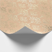 Damask Champagne Gold Royal Metallic Peach Salmon Cadeaupapier (Hoek)