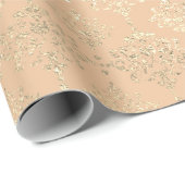 Damask Champagne Gold Royal Metallic Peach Salmon Cadeaupapier (Rol Hoek)