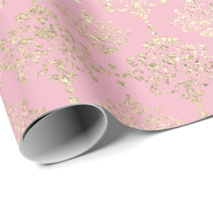 Damask Champagne Roze Royal Metallic Faux Gold Cadeaupapier