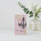Damask Chandelier 2 Visitekaartje (roze groen) (Staand voorkant)
