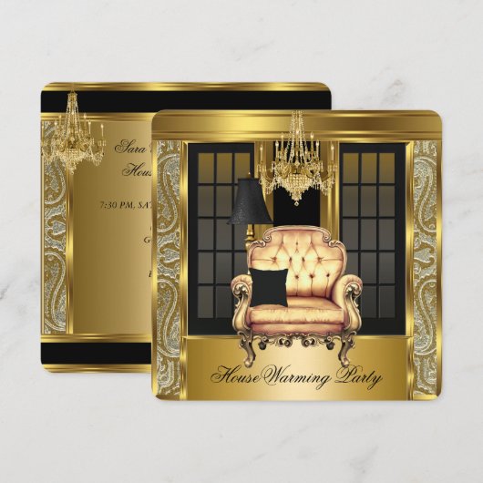 Damask Chandelier Gold-voorzitter Kaart (Voorkant / Achterkant)