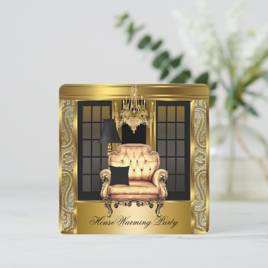 Damask Chandelier Gold-voorzitter Kaart (Staand voorkant)