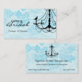 Damask Chandelier Visitekaartje-Aqua 2 Visitekaartje (Voorkant / Achterkant)