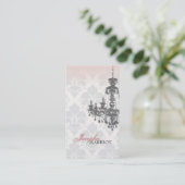 Damask Chandelier Visitekaartje (Peach) (Staand voorkant)